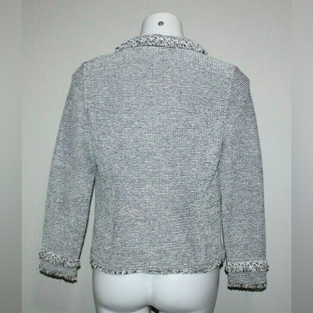 Chico's Gray Textured Fringe Blazer Jacket Size Medium - Picture 6 of 7
